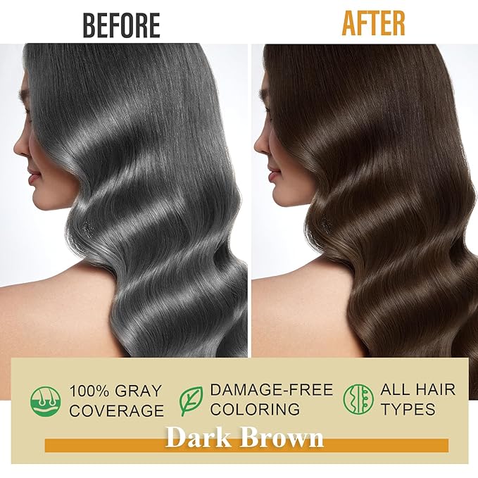 Dark Brown Hair Dye Shampoo for Gray Hair, Natural Color Shampoo Hair Dye for Women & Men, Hair Instant Dye Shampoo Colors Hair in Minutes, Champu Para Canas, 3-in-1 Shampoo for Dyeing Gray, 500 Ml-BrightBean Baby