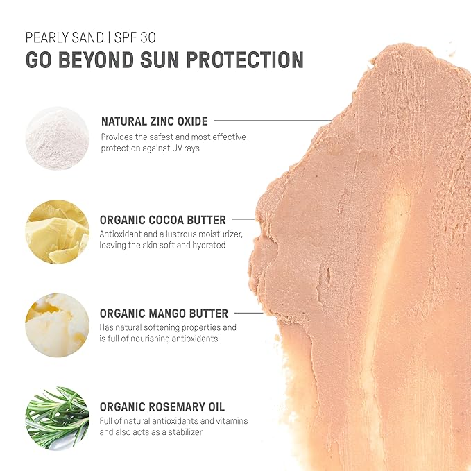 Raw Element Ultra-Moisturizing Tinted Face Cream, Non Toxic Mineral Face Sunscreen, Daily Tinted Moisturizer, Non-Nano Zinc Oxide, Reef Friendly, All Ages, SPF 30, 1.8 oz, Pearly Sand, Pack of 1-BrightBean Baby