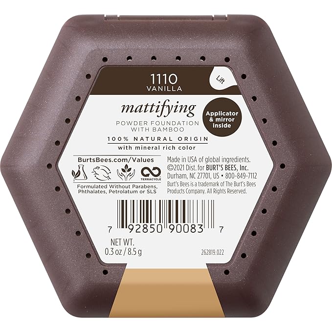 Burt’s Bees 100% Natural Origin Mattifying Powder Foundation, Vanilla, 0.3 Ounce, Packaging May Vary-BrightBean Baby