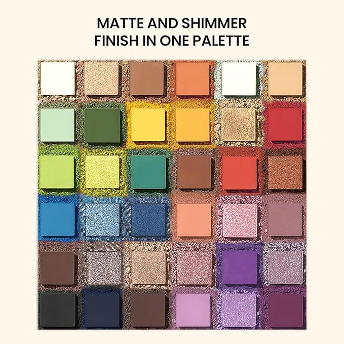 K'APEINE 36 Colors Eyeshadow Palette, Colorful Eyeshadows Palette Neon Shimmer Matte Glitter Eye Shadow High Pigmented Shadow Set Long Lasting Eye Makeup for Women-BrightBean Baby