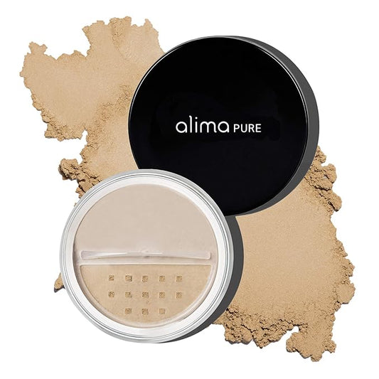 Alima Pure Matte Foundation Loose Mineral Powder Foundation Makeup, Loose Powder Makeup Oil Free Talc Free Powder, Natural Makeup Mineral Foundation Full Coverage Natural Foundation Powder .15 oz/4.5g-BrightBean Baby