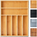 Silverware Organizer, 12.5 Inch Utensil Organizer Kitchen Drawer Organizer Bamboo Silverware Holder Cutlery Tray Organizer in Drawer Flatware Organizer Tray(7 slots, Natural）
