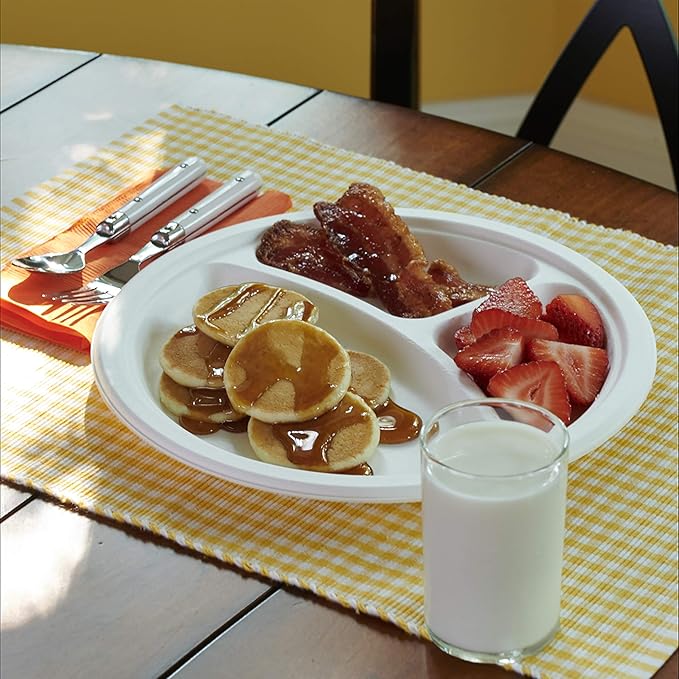 Hefty ECOSAVE Compostable Compartment Paper Plates, 10 1/8 Inch, 16 Count