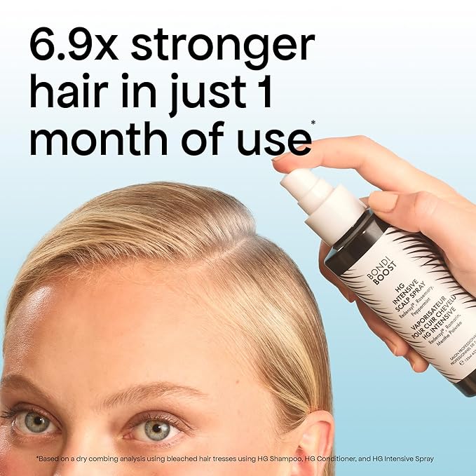 BONDIBOOST Intensive Thickening Spray [4.23 fl oz], Daily Leave In Hair Treatment to Reduce Hair Loss, Lightweight Mist for Thinning Hair + Density for Men & Women, Rosemary & Tea Tree Formula-BrightBean Baby