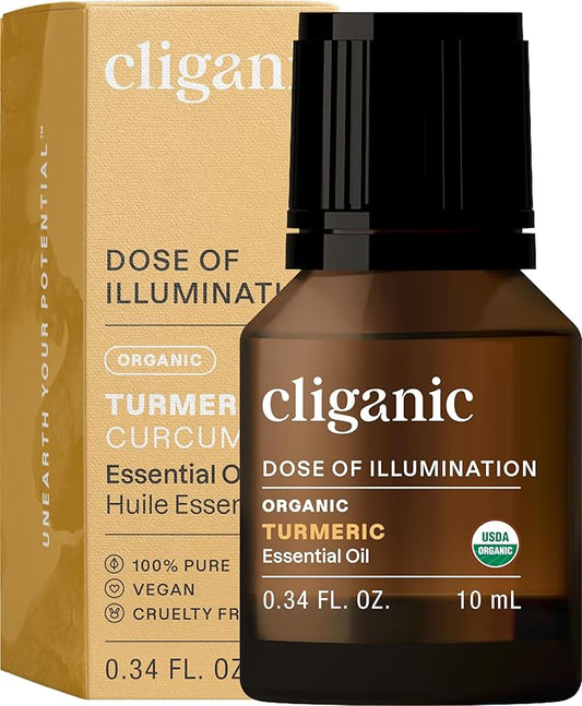 Cliganic Organic Turmeric Essential Oil, 100% Pure Natural for Aromatherapy | Non-GMO Verified (Packaging May Vary)-BrightBean Baby