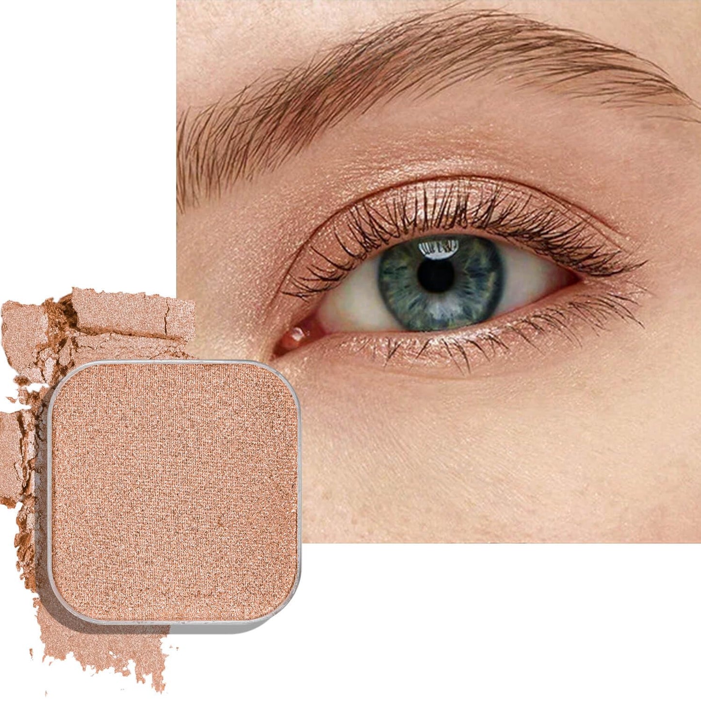 Magnetic Single Shimmer Champagne Eyeshadow with Metal Pan, Pressed Powder Eyeshadow Refill Pan, Pastel Highlight Shadow for Empty Magnetic Palette (Champagne Glow)-BrightBean Baby