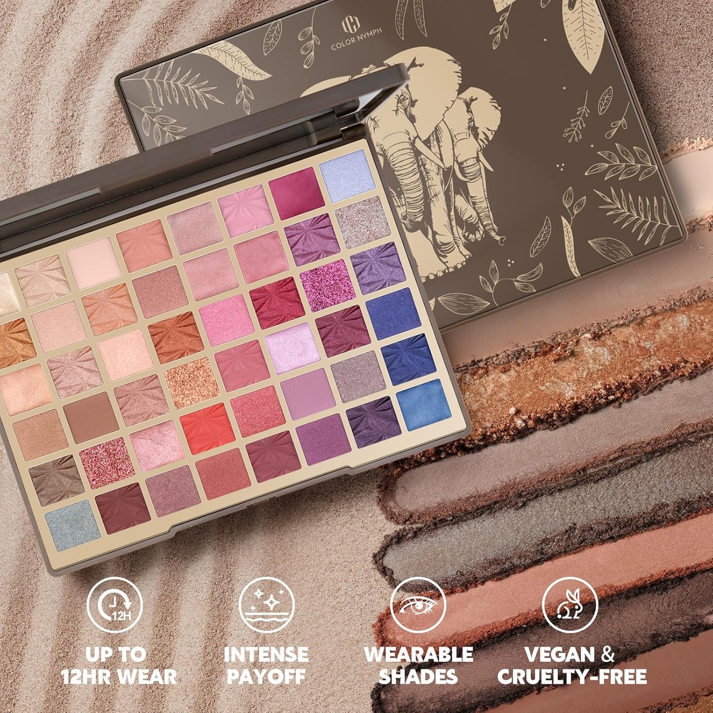 Color Nymph 48 Color Eye Makeup Palette, Highly Pigmented Eyeshadows Palettes with Mirror, Matte Shimmer Creamy Eye Shadows, Long Lasting Blendable Color Make Up Eye Shadows Cosmetics Gift Kit-BrightBean Baby