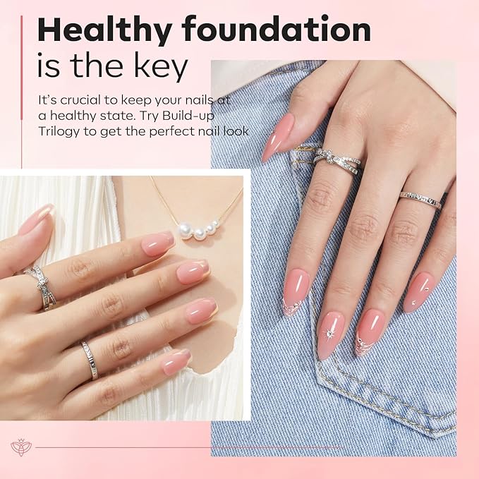 modelones Builder Nail Gel with Nail Dehydrator and Primer, 3Pcs Rose Nude Pink LED Gel Builder Polish Base Coat Acid Free Prep Dehydrate & Bond Primer for Thickening Apex Building 10ml Home DIY Salon-BrightBean Baby