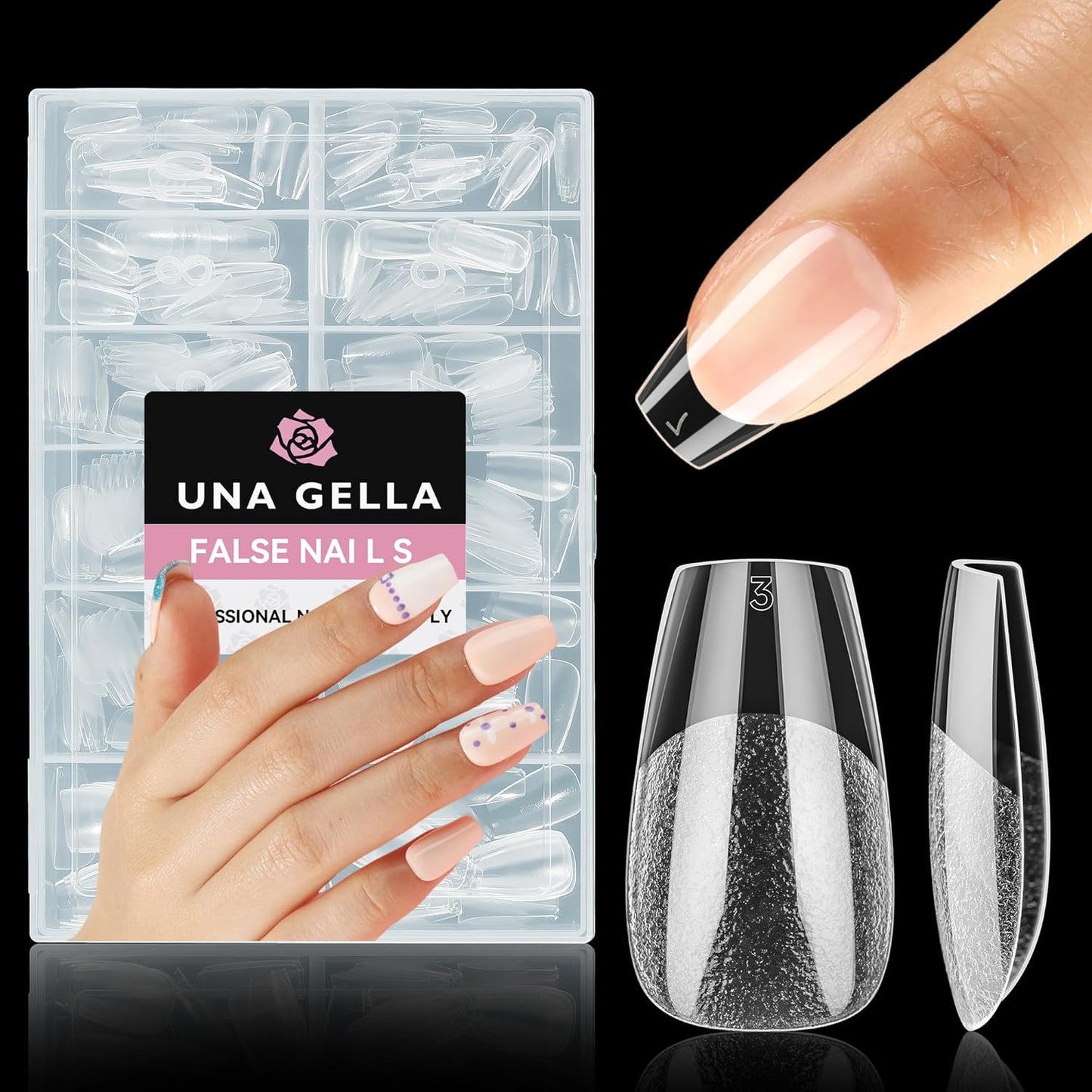 UNA GELLA Short Coffin Nail Tips, 312pcs Short Coffin Gel Nails Tips Pre-shape Half Matte Fake Nails 12 Sizes Full Cover Press on Nails for Acrylic Nail Extension DIY Salon at Home-BrightBean Baby
