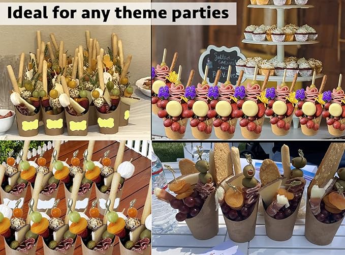 CAMKYDE 100 Pcs French Fries Holder, 16oz Disposable Paper French Fry Cups Charcuterie Cups for all Occasions (16oz, Brown)