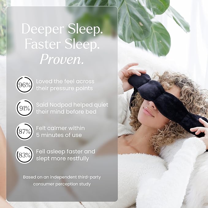 Nodpod Gentle Pressure Sleep Mask | Patented Light Blocking Design for Sleeping, Traveling & Relaxation - Black Onyx-BrightBean Baby