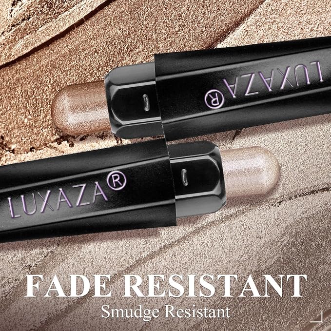 Neutral Eyeshadow Stick Makeup Set, Metallic Shimmer Matte Cream Eye Shadow Eyeliner Brightener Pencil Crayon - Cinnamon Coco-BrightBean Baby