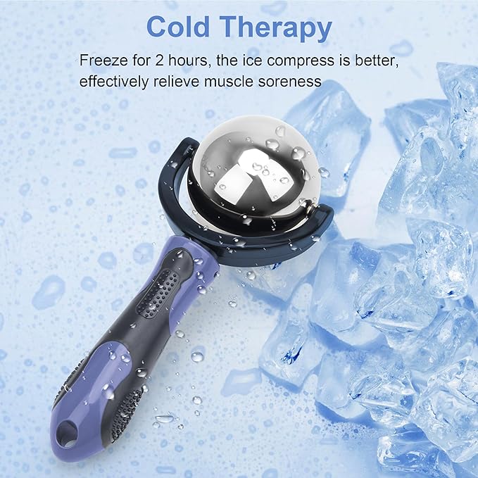 Cold Massage Roller Ball, Cold Therapy Relief, Portable Fitness Ice Roller Ball with Handle, Great Tool for Back/Neck Pain (Blue)-BrightBean Baby