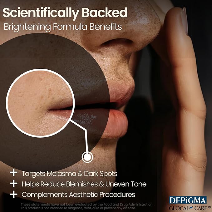 GlocalCare Depigma Support Reduction of Hyperpigmentation, Melasma & Dark Spots with Glutathione, Polypodium Leucotomos, Grape Seed & Marigold Extract-BrightBean Baby