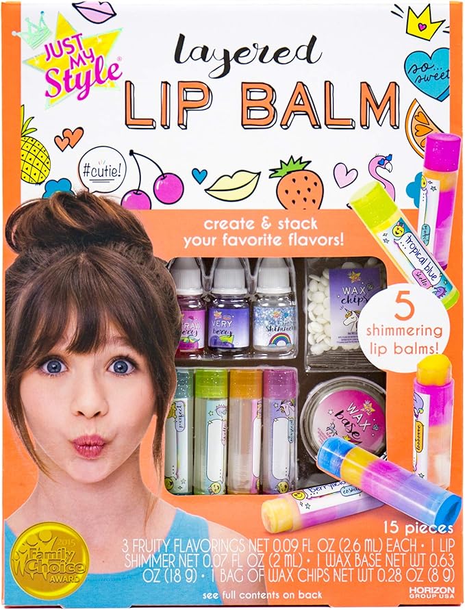 Just My Style Layered Lip Balm by Horizon Group USA, DIY 5 Shimmering Lip Balms, Mix Fruity Flavors To Make Your Own Unique Lip Balm. Strawberry, Tropical Fruit & Very Berry-BrightBean Baby