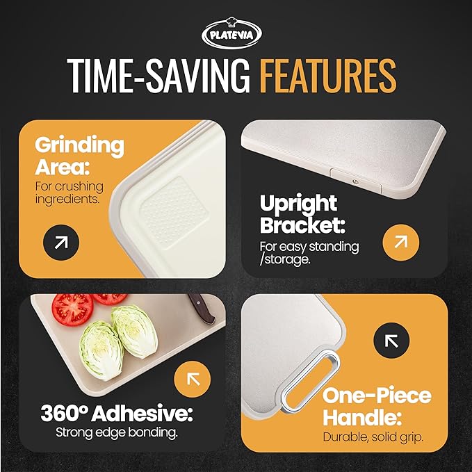 Titanium Cutting Board for Kitchen – Dual-Sided Pure Titanium & PP Surface, Non-Slip, Rust-Proof, Odor Resistant, Dishwasher Safe Premium Chopping Board for Meat & Vegetables