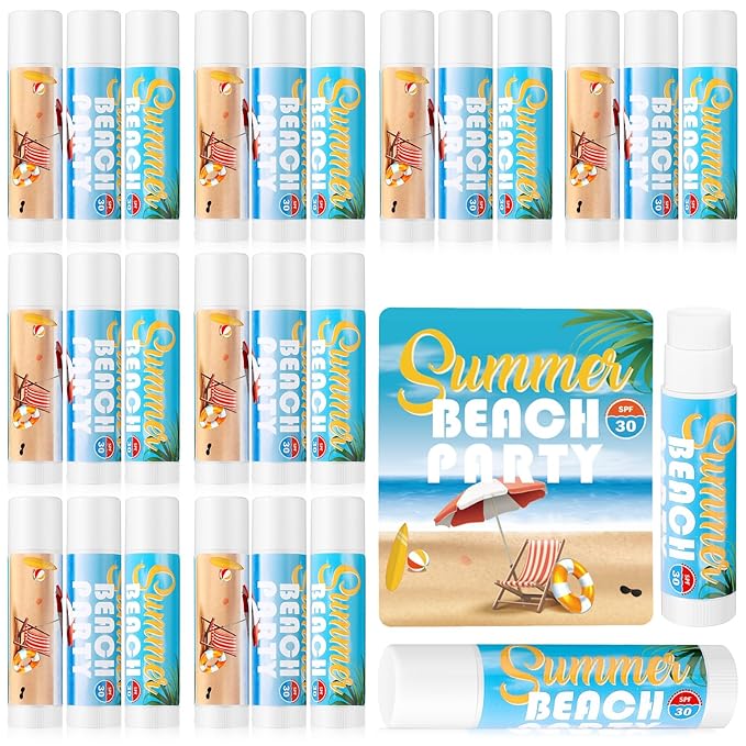 24 Pcs Sunscreen Lip Balms for Summer Beach Party SPF 30 Sunscreen Lip Balms Sticks Bulk Outdoor Travel Sunscreen Care Lip Balm for Thank You Gifts Summer Beach Wedding Party Supplies-BrightBean Baby