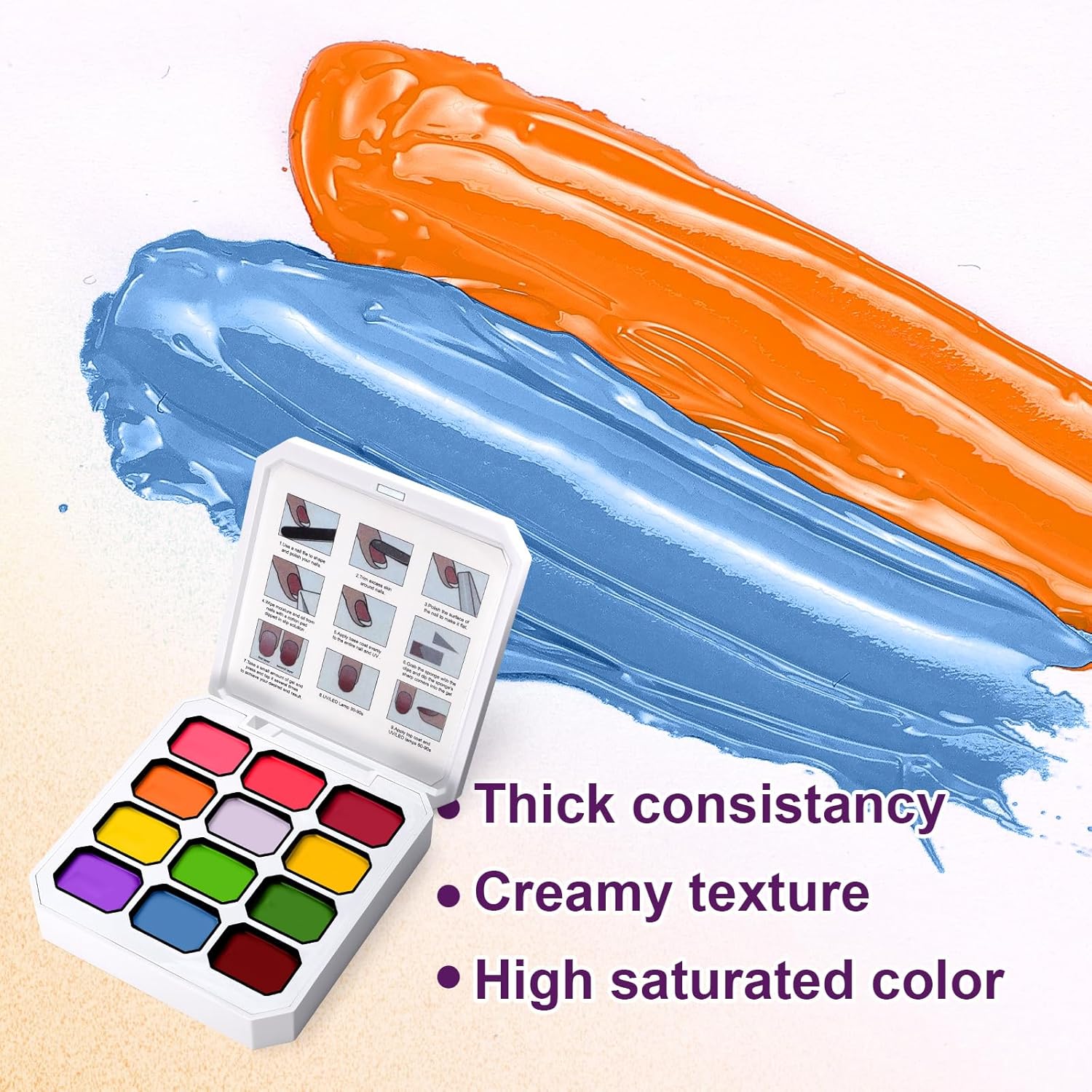 Gradient Painting Gel, 12 Bright Colors Ombre Gel Nail Polish for Pigmented Pat Painting Nails Aura Nails, French Manicure DIY Nail Art,Long-lasting Soak of UV Palette Electric Carnival-BrightBean Baby