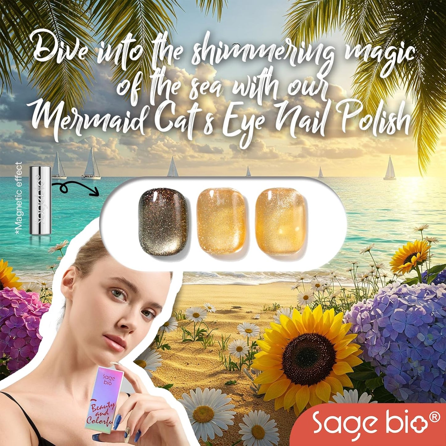 Cat Eye Gel Nail Polish, 15ml Magnetic Gel, High-Gloss Finish, Long-Lasting, DIY Manicure Kit with Magnet Stick, Stunning 3D Magnetic Effect, 06-BrightBean Baby