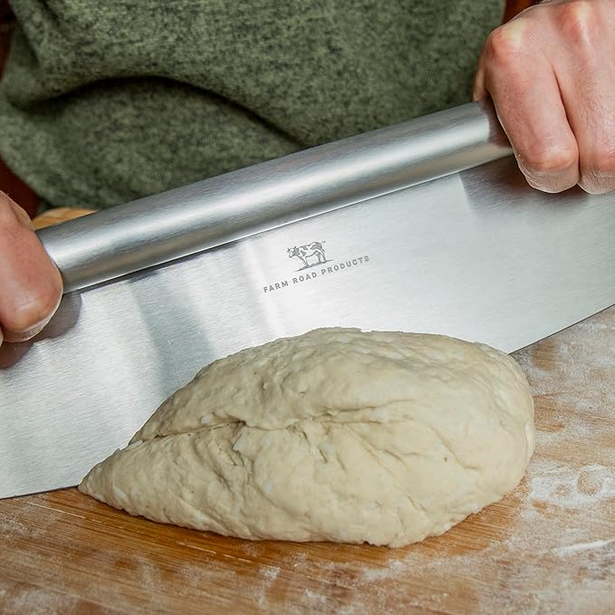 Stainless Steel Rocker Pizza Cutter – Heavy-Duty 13.75-Inch Blade – Professional Pizza, Dough, Bread, and Herb Slicer – Ergonomic Handle – Dishwasher Safe