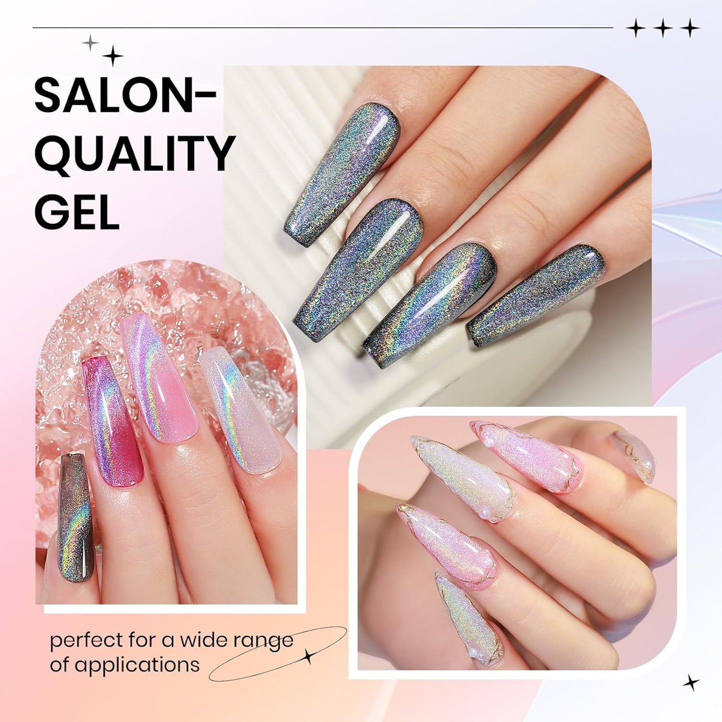 Rainbow Cat Eye Gel Polish - 15ml Holographic 9D Cat Eye with Magnetic Stick for a Glittery Iridescent Galaxy Effect Soak Off UV Lamp Perfect for Nail Art & DIY Manicures at Home-BrightBean Baby