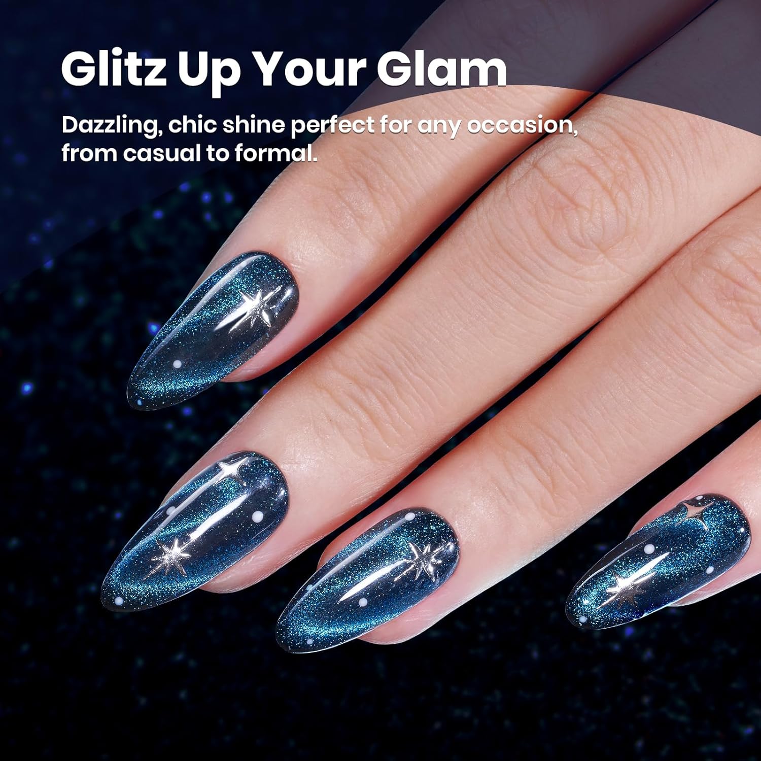 Beetles Chameleon Cat Eye Gel Polish - 15ML Blue Cat Eye Glitter Gel Polish 9D Magnetic Soak Off UV Shimmer Velvet Gel Mermaid Tears Series Nail Art DIY Manicure Gifts for Women-BrightBean Baby