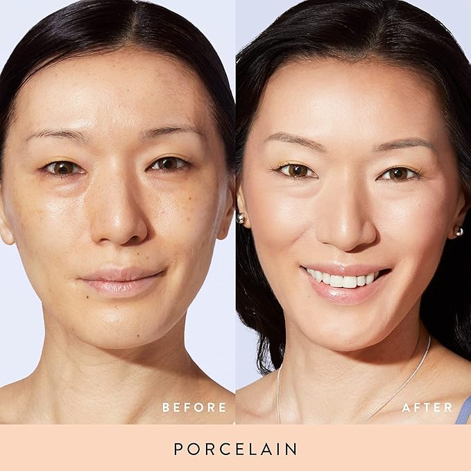 LAURA GELLER NEW YORK Baked Balance-n-Brighten Foundation with Kabuki Brush Makeup Set, Porcelain-BrightBean Baby