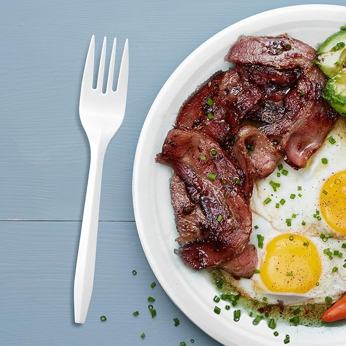 1000PCS Disposable Plastic Forks Silverware Set Bulk Fork White Reusable Heavy Duty Disposable Cutlery Plastic Utensils Flatware for Home Restaurant Party Picnic Camping Travel (Forks-1000pcs)