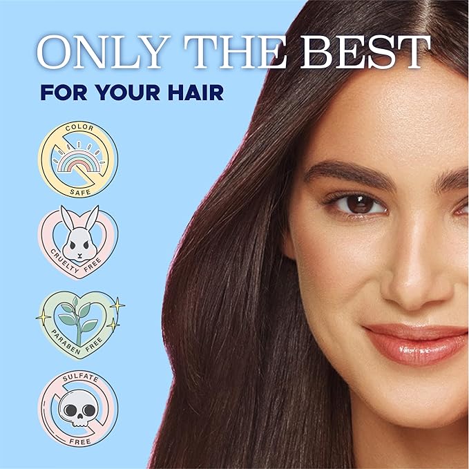 Luseta Blue Shampoo & Conditioner Set - Color Brightening for Brassy and Brunette Treated Hair, Revive Cool Tones, 2x 16.9oz-BrightBean Baby