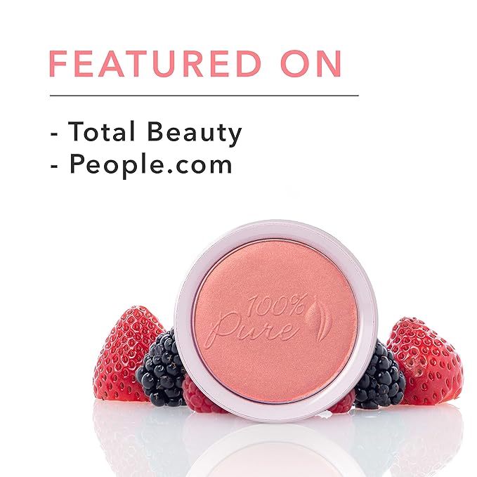 100% PURE Powder Blush (Fruit Pigmented), Mimosa, Soft Shimmery Finish, Nourishes Skin w/Rosehip Oil, Cocoa Butter, Natural Makeup (Light Coral) - 1.81 oz-BrightBean Baby