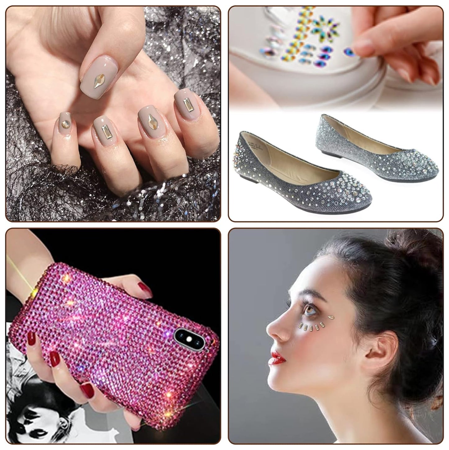 Nail Rhinestones Kit, Nail Art Decorations with Wax Pencil Flat AB Rhinestones Kit DIY Crafts Gemstones for Nail, Shoes, Clothes, Jewels (600 Champagne diamonds + 2500 flat rhinestones)-BrightBean Baby