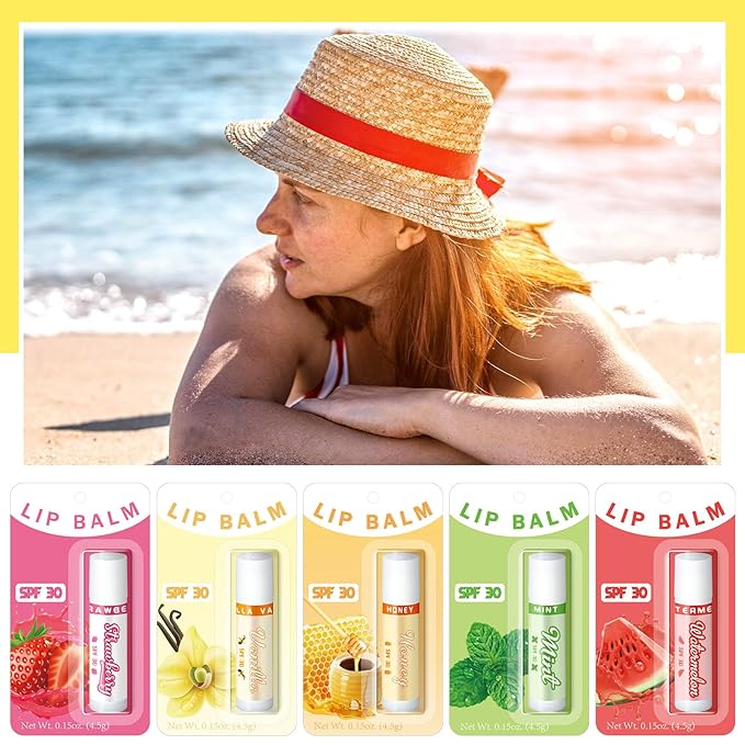 30 Pack Lip Balms SPF 30 Bulk Sunscreen Lip Balms Party Gifts Favors Lip Sunscreen Care with Vitamin E Wedding Bridal Shower Favors Baby Shower Gifts for Outdoor Travel Beach-BrightBean Baby