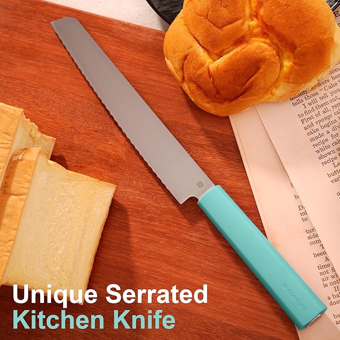 7.5" Serrated Bread Knife for Homemade Bread, Razor Sharp AR-RPM9 Steel & Innovative Wavy Edge, Professional Serrated Knife for Sourdough Bread Cake, Gift for Baker Home Chefs