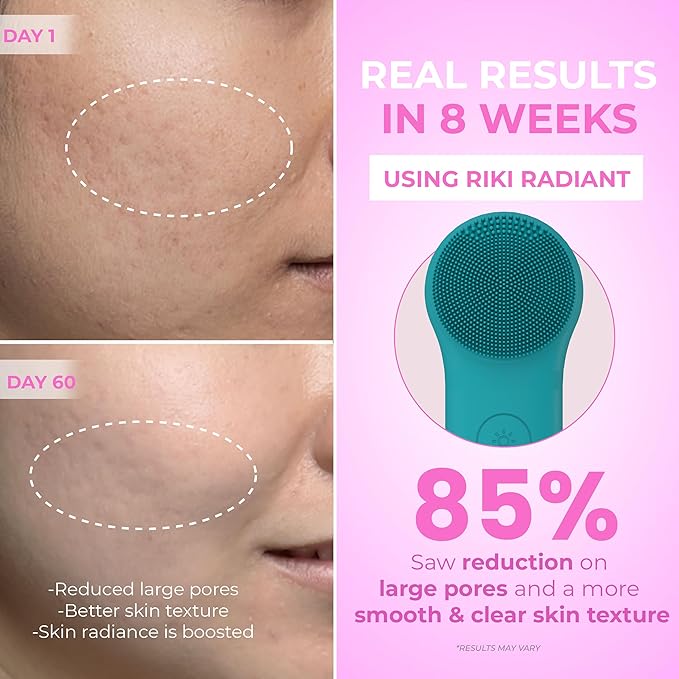 Electric Silicone Face Scrubber - 2-in-1 Facial Rotating Vibrating Exfoliating Brush - Waterproof & Portable, Rechargeable, for Cleaning, Exfoliation, Massage, Suitable for Men & Women (Green)-BrightBean Baby