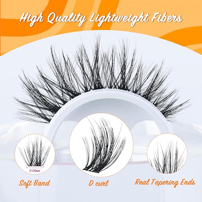 Fluffy Lash Clusters - 360Pcs Natural 0.05D Eyelash Clusters, Left & Right Eyelashes, Urtra Lightweight Cat Eye Clusters for Starter DIY at Home(Eyelashes Only）-BrightBean Baby
