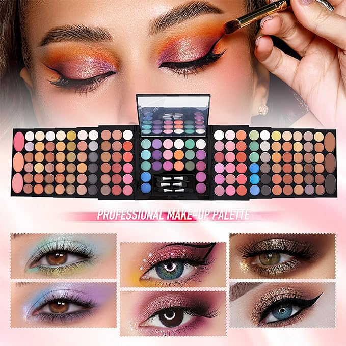 Eyeshadow Palette Cosmetics,Contour Palette Maquillaje Para Mujer,makeup Kit for Women Full Kit,With 142 Color Eyeshadow 3 Color Blush 3 Color Eyebrow Powder…-BrightBean Baby