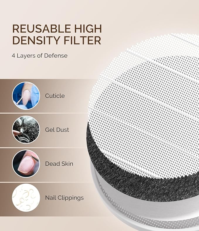 MelodySusie Cordless Nail Dust Collector,Compact Vacuum Fan Rechargeable Dust Collector with Reusable Filter,SProR Powerful Dust Suction Machine for Acrylic Gel Polish Manicure Pedicure at Salon&Home-BrightBean Baby