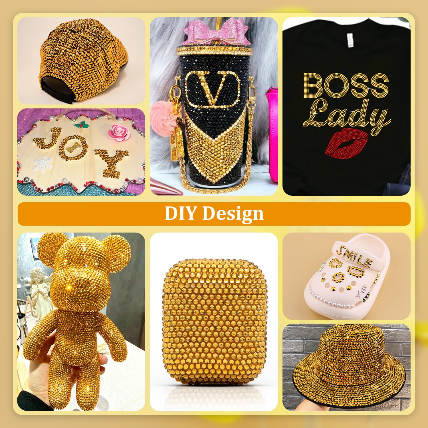 Resin Rhinestones for Crafting, 1 Box Copper Gold Multi Sizes Flatback Bedazzling Crystals for Crafts Nail Art Decoration, Non Hotfix Gems Charms for Tumbler Shoes Clothing Fabric Face Makeup-BrightBean Baby