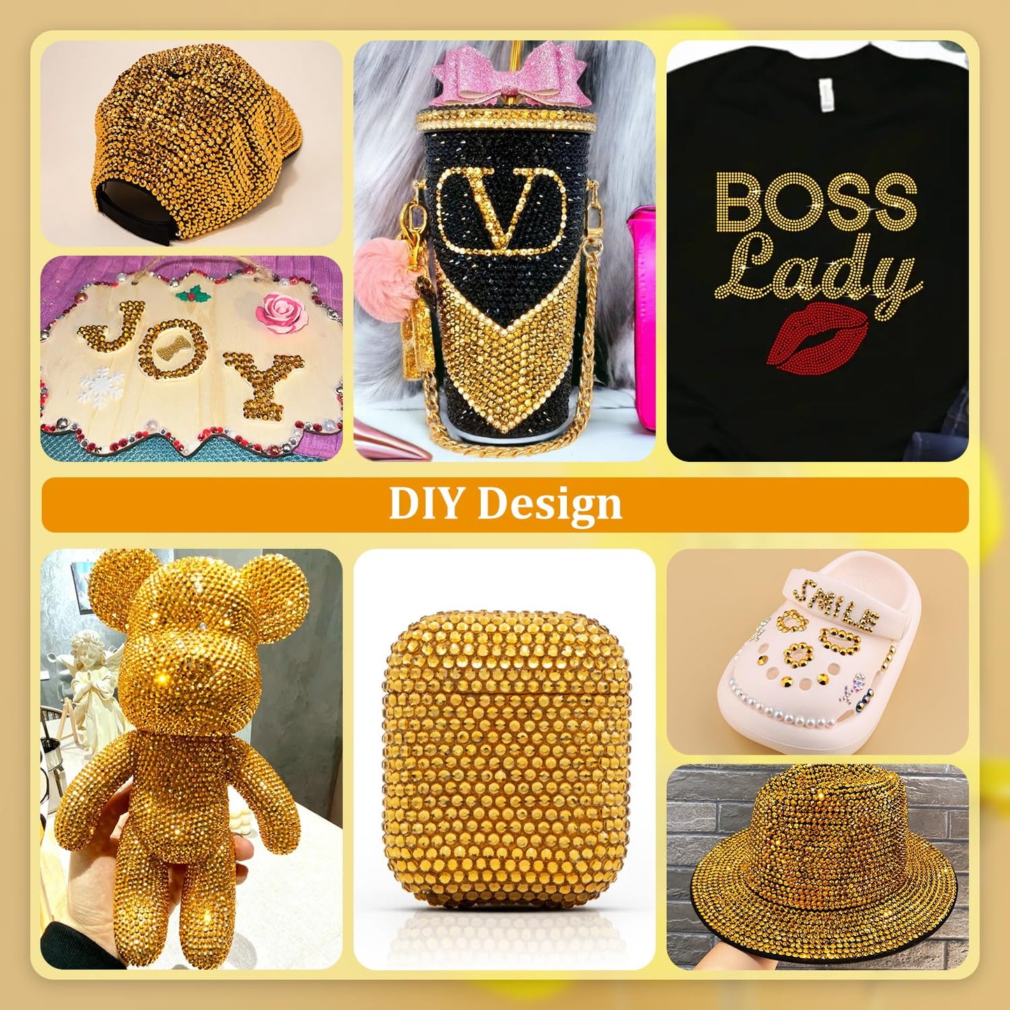 Resin Rhinestones for Crafting, 2 Boxeses Gold Multi Sizes Flatback Bedazzling Crystals for Crafts Nail Art Decoration, Non Hotfix Gems Charms for Tumbler Shoes Clothing Fabric Face Makeup-BrightBean Baby