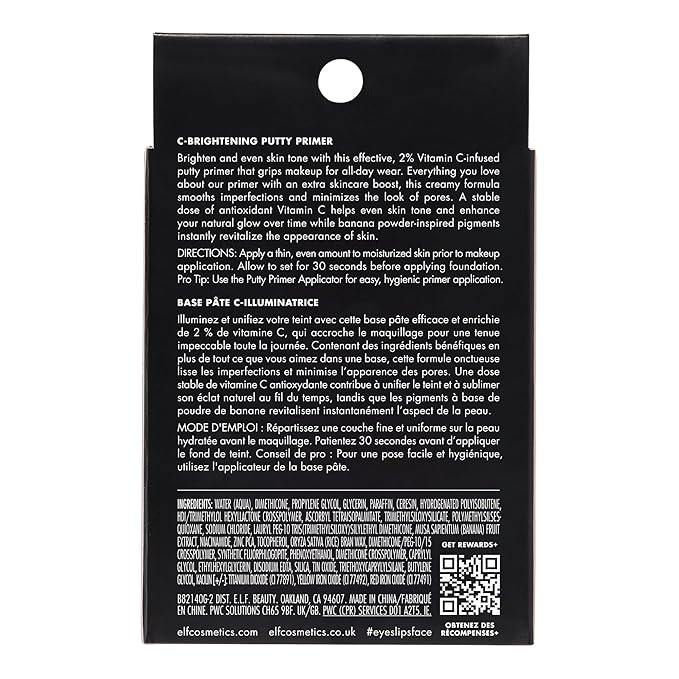 e.l.f. C-Brightening Putty Primer, Makeup Primer For Brightening & Evening Out Skin Tone, Enriched With Vitamin C, Universal Sheer (Packaging May Vary)-BrightBean Baby