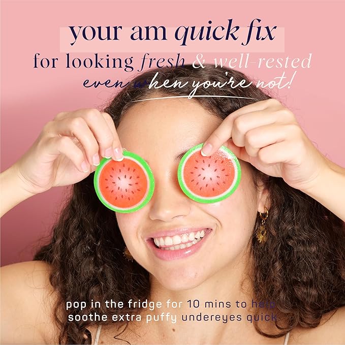 SpaLife Watermelon Cooling Eye Pads, 48 Hydrating Under Eye Patches for Puffiness, Dark Circles, and Tired Eyes, Infused with Hyaluronic Acid, Glycerin, and Vitamin C, Fruity Scent-BrightBean Baby