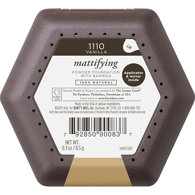 Burt’s Bees 100% Natural Origin Mattifying Powder Foundation, Vanilla, 0.3 Ounce, Packaging May Vary-BrightBean Baby