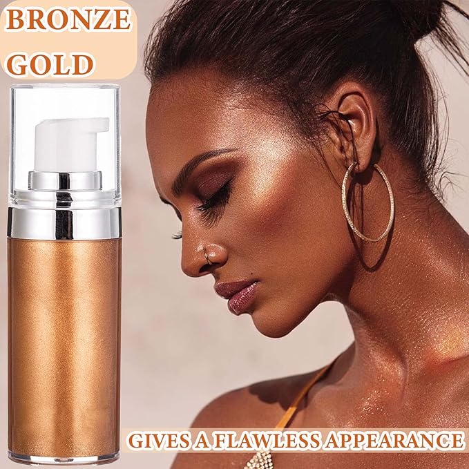 Body Luminizer Liquid Illuminator, Bronze Gold, Skin Foundation Concealer, All Skin Types-BrightBean Baby