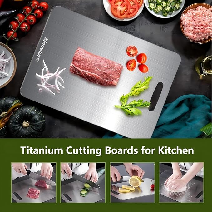 Titanium Cutting Board, Double Sided 2025 New Titanium Cutting Boards for Kitchen, Non Toxic Non Slip, Chopping Board, Dishwasher Safe, Easy to Clean (18''L x 12''W)
