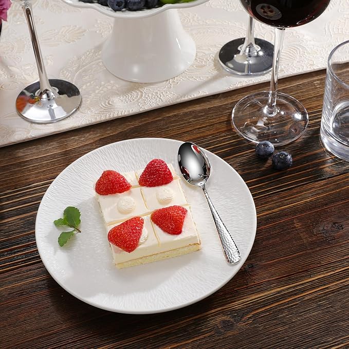 KEAWELL Premium 4-Piece Louise Hammered Spoons Set, 18/10 Stainless Steel, Set of 4, Fine Spoon Set with Round Edge, Dishwasher Safe (5.6" Small Spoons)