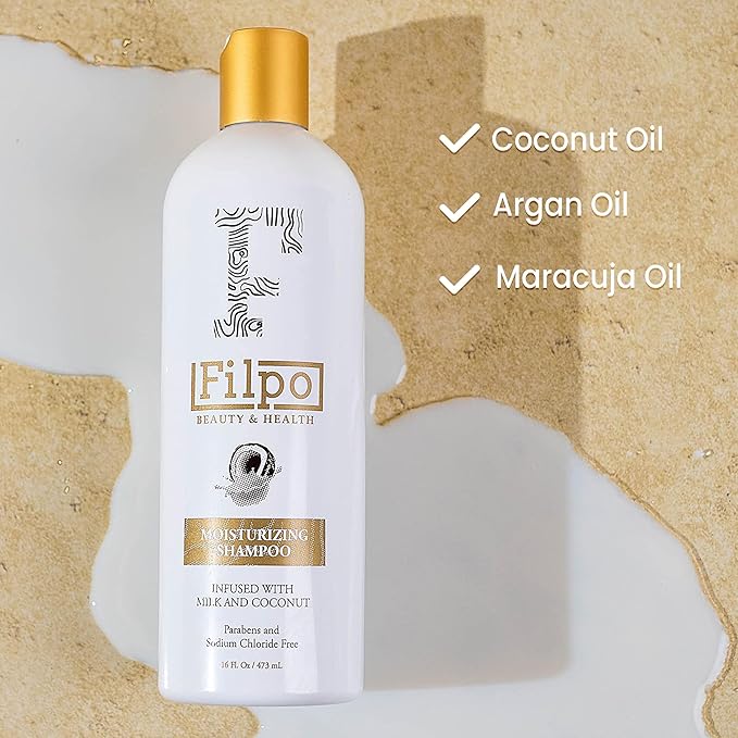 FILPO Coconut Milk Moisturizing Shampoo - Sulfate Free with Coconut Oil and Argan Oil, Clarifying for Natural and Curly Hair Care-BrightBean Baby