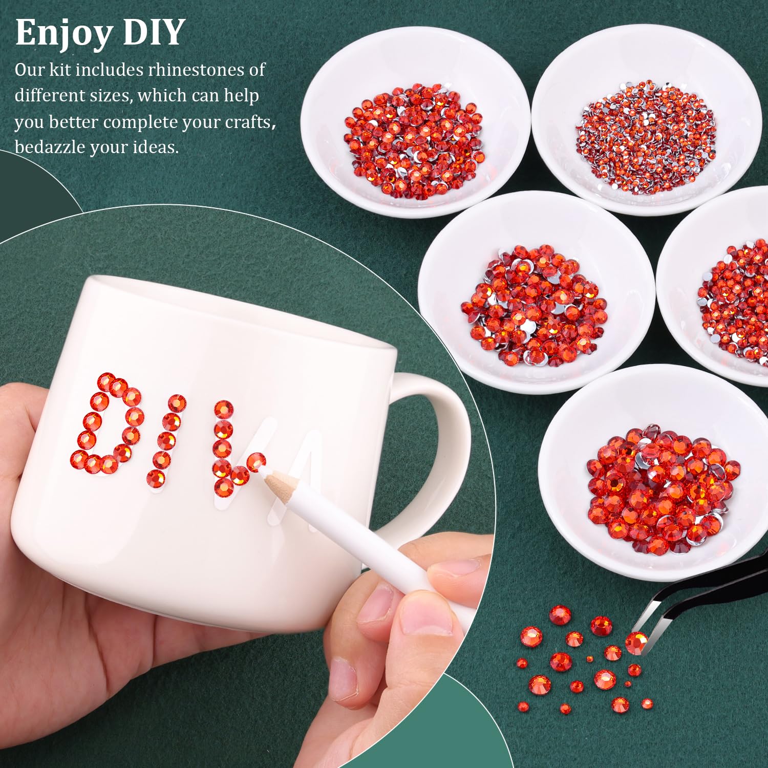 Resin Rhinestones for Crafting with B7000 Jewelry Glue, 2 Boxes Red Zircon Flatback Crystals with 3Pcs 10ml Glue for Bedazzling Crafts DIY Nail Art Makeup, Gems for Clothing Shoes-BrightBean Baby