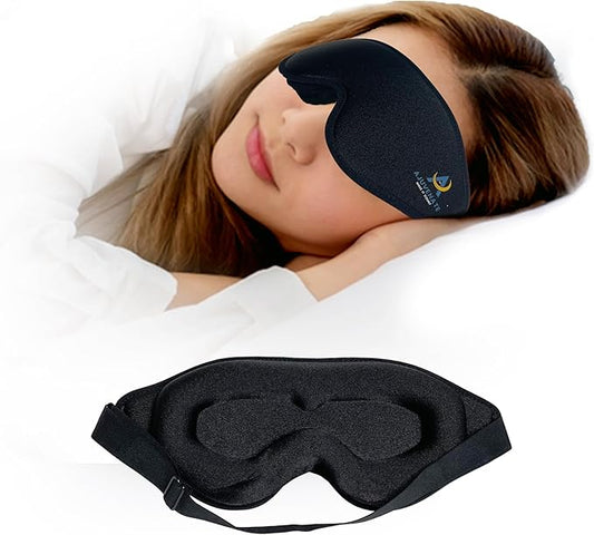 3D Sleep Mask for Men Women | 100% Blackout, Zero Eye Pressure, Breathable Material | Comfortable Night Blindfold for Sleeping, Travel and Meditation (Black)-BrightBean Baby
