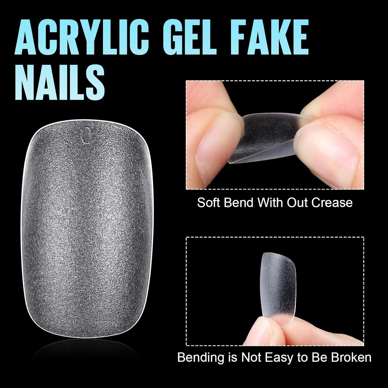 TOMICCA Short Oval Nail Tips, 240Pcs 15Sizes Double Sided Matte Nail Tips for Manicure, Acrylic Full Cover Fake False Press on Nails for Home DIY Art-BrightBean Baby