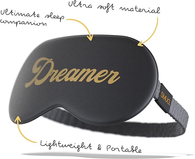SMUG Satin Sleep Mask & Eye Mask | Travel Sleep Masks for Women & Men | Soft Sleeping Eye Mask to Nourish Skin & Reduce Dark Circles | Eye Sleep Mask Shades to Block Out Light | Dreamer-BrightBean Baby